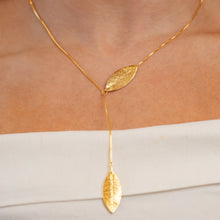 Load image into Gallery viewer, quina leaf necklace adjustable gold sustainable jewelry
