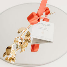 Load image into Gallery viewer, Mistletoe holiday ornament gold
