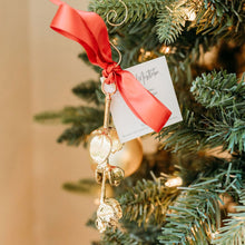 Load image into Gallery viewer, Mistletoe holiday ornament gold
