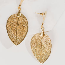 Load image into Gallery viewer, plant dangling gold earrings
